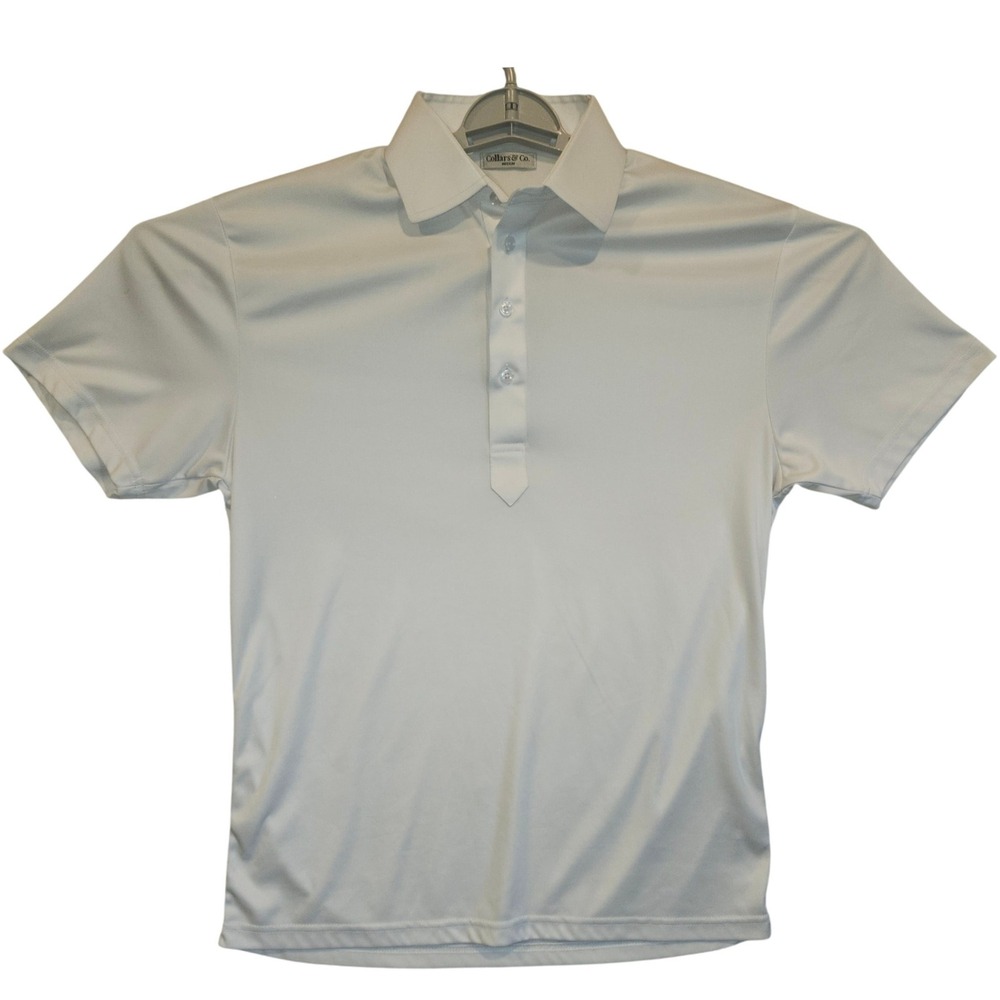 Collars‎ & Co Mens White Dress Collar Polo Performance Short Slv Shirt Med 1062